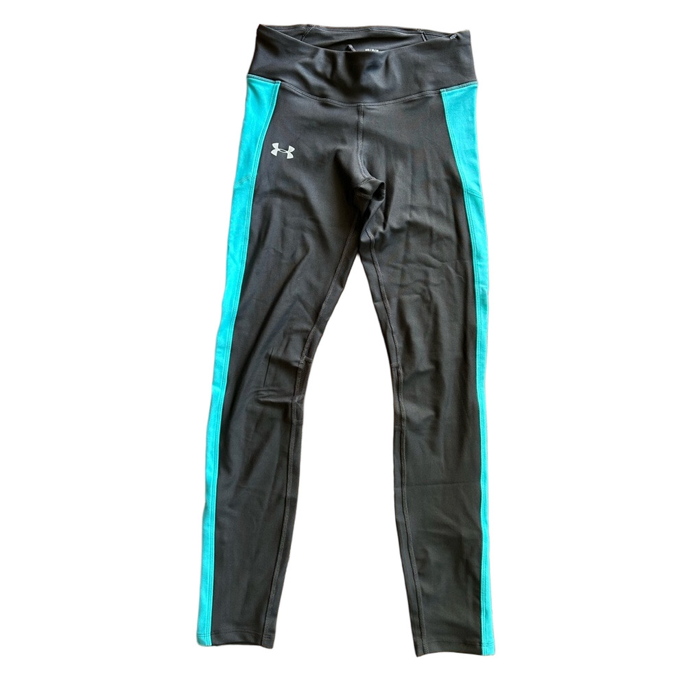NWT Under Armour Grey Leggings with Teal Side Panels size Medium